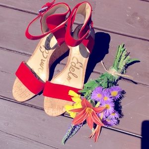 ❤️ Sam Edelman red cork wedges❤️